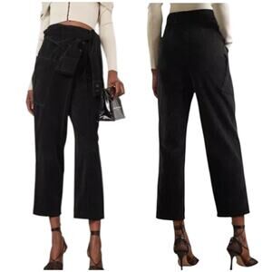 RTA NWT Margot Velvet High Rise Foldover Waist Pant Corpus Black Size S *Flaw*